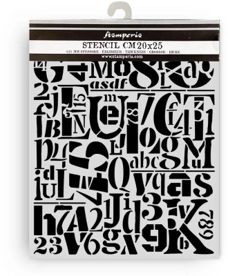 Stamperia 20x25cm Thick Stencil - Furry Friends Numbers and Letters Pattern
