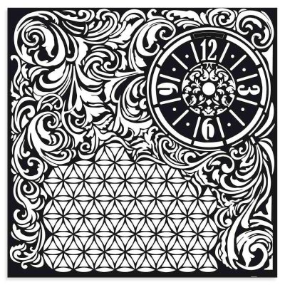 Stamperia 30x30cm Thick Stencil - Clock and texture