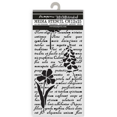 Stamperia 12x25cm Thick Stencil - Herbarium Silvae Letter with Flowers