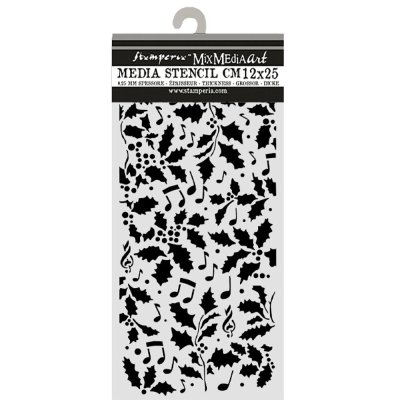 Stamperia 12x25cm Thick Stencils - Christmas Holly and Leaves