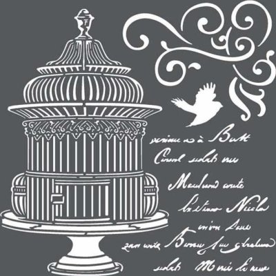 Stamperia 18x18cm Thick Stencil - Little cage with scriptures