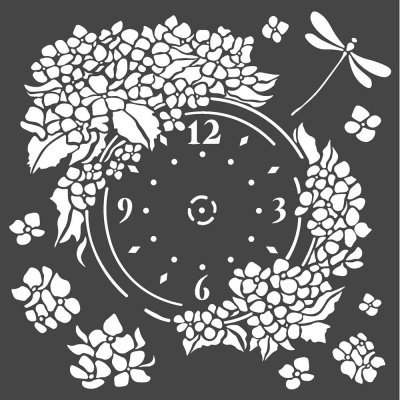 Stamperia 18x18cm Thick Stencil - Hortensia Clock