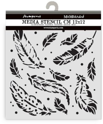 Stamperia 12x12cm Thick Stencil - Herbarium Silvae Feather Pattern