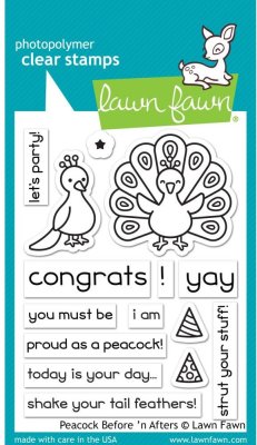 Lawn Fawn Clear Stamp Set - Peacock Before 'n Afters