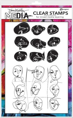 Dina Wakley Media Clear Stamps - Funky Faces Backgrounds