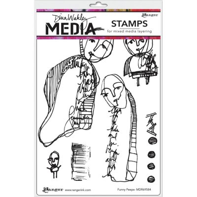 Dina Wakley 6"x9" Media Cling Stamps - Funny Peeps