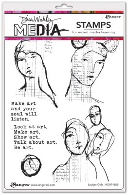 Dina Wakley 6"x9" Media Cling Stamps - Ledger Girls