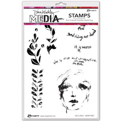 Dina Wakley Media 6"x9" Cling Stamps - She Is Wise