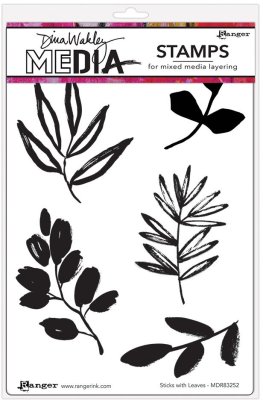 Ranger Dina Wakley MEdia Cling Stamps - Sticks with Leaves