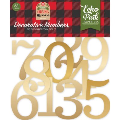 Echo Park Cardstock Die-Cuts - My Favorite Christmas Decorative Numbers with Gold Foil (53 pack)