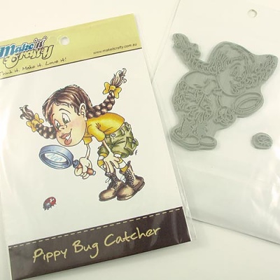 Make It Crafty - Pippy Bug Catcher Unmounted Rubber Stamp