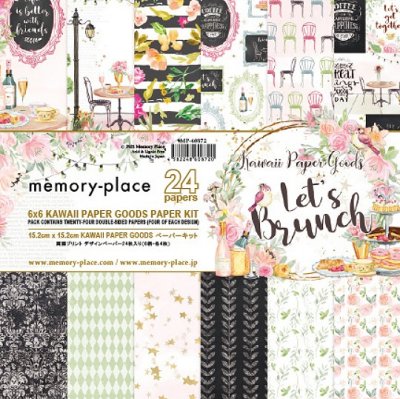 Asuka Studio Memory Place 6”x6” Paper Pack - Kawaii Paper Goods Let's Brunch (24 sheets)