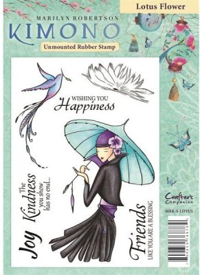 Crafters Companion Kimono Unmounted Rubber Stamp - Lotus Flower