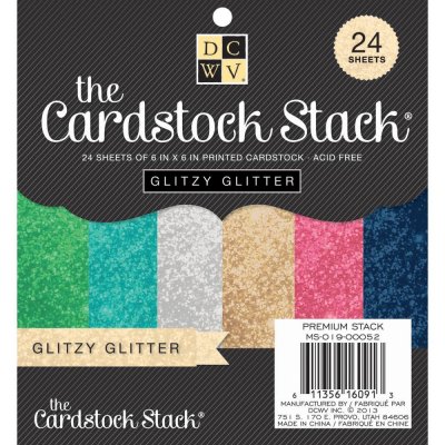 DCWV Single-Sided 6"x6" Cardstock Stack - Glitzy Glitter Solid (24 sheets)