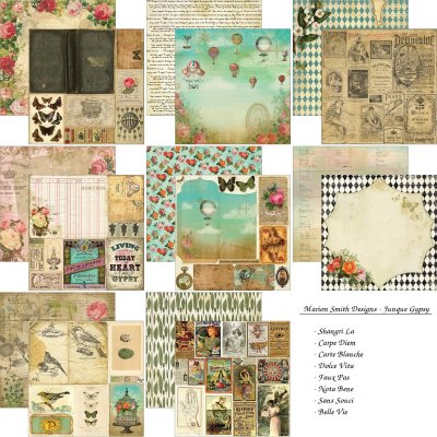 Marion Smith Designs - 12x12 Junque Gypsy Paper Pack (8 sheets)