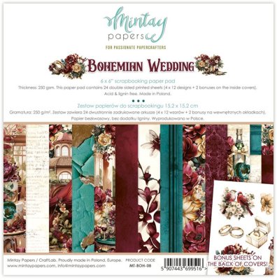 Mintay Papers 6"x6" Paper Pad - Bohemian Wedding (24 sheets + 2 bonuses on the inside covers)