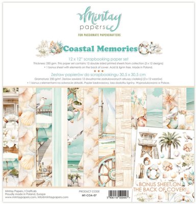 Mintay Papers 12"x12" Paper Set - Coastal Memories (12 sheets + 1 bonus elements sheet)