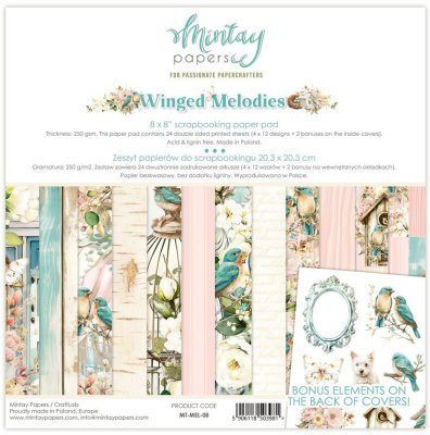 Mintay 8”x8” Scrapbooking Paper Pad - Winged Melodies (24 sheets)