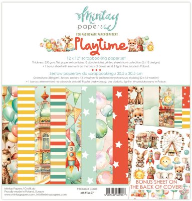 Mintay Papers 12"x12" Paper Set - Playtime (12 sheets + 1 bonus elements sheet)
