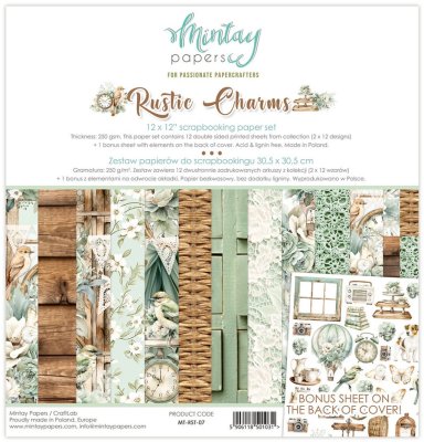 Mintay Papers 12"x12" Paper Set - Rustic Charms (12 sheets + 1 bonus elements sheet)