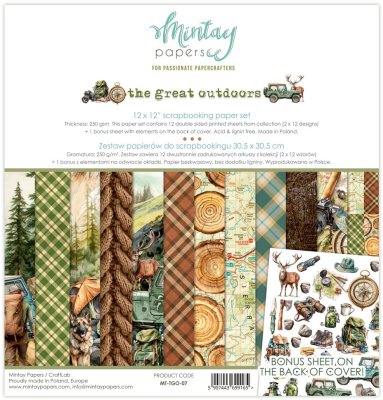 Mintay Papers 12"x12" Paper Set - The Great Outdoors (12 sheets + 1 bonus elements sheet)