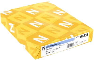 Neenah Classic Crest Card Pack - 297gsm (heavyweight 110lb) Solar White (125 sheets)