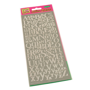 Anitas Outline Peel Off Stickers Mixed Serif Alphabets Silver