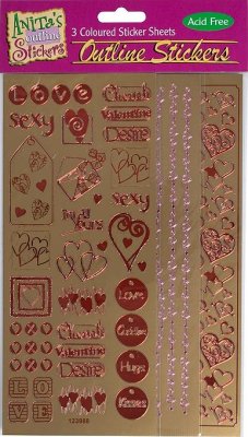 Coloured Outline Stickers - Love (3 pack)