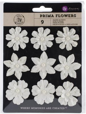 Prima Raelynn Paper Flowers with Pearl Centre - Romantic (9 pack)
