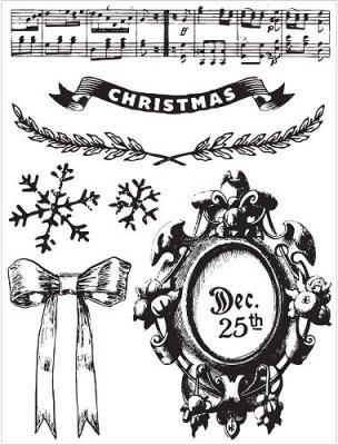 Prima Clear Stamp Set - A Victorian Christmas Framed December 25th