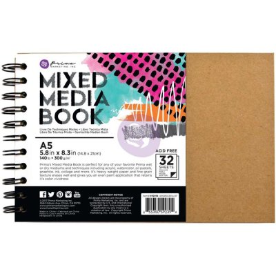 Prima Marketing Mixed Media A5 Spiral Bound Kraft Book (contains 32 Pages)