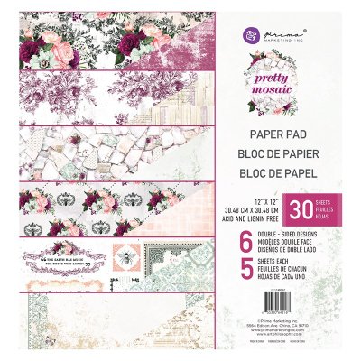 Prima 12"x12" Double-Sided Paper Pad - Pretty Mosaic (30 sheets)