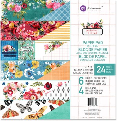 Prima Marketing 12"x12" Paper Pad - Painted Floral (24 sheets)