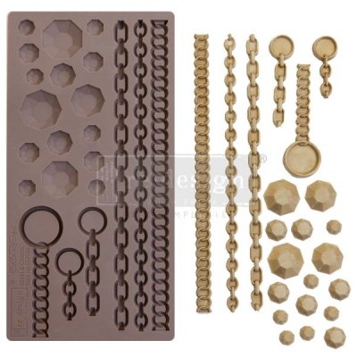 Prima Re-Design 5”x10” Decor Mould - Gems & Chains