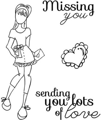 Prima Mixed Media Doll Cling Rubber Stamp - Lots Of Love Set