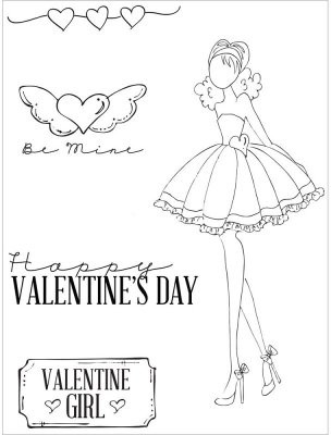 Prima Mixed Media Doll Cling Rubber Stamp Set - Love Day