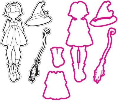 Prima Julie Nutting Stamp & Die Set - Lil Witch
