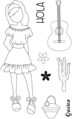 Prima Julie Nutting Cling Mounted Stamps - Travelling Girl Collection Gabriela