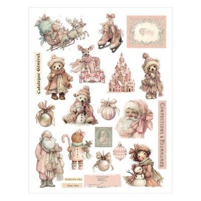 Prima Marketing 8.5”x11” Rub-On Transfers - Christmas Blush by Frank Garcia