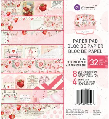 Prima Marketing 6”x6” Paper Pad - Strawberry Milkshake (32 sheets)