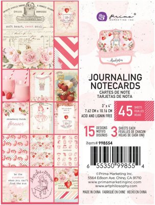 Prima Marketing Strawberry Milkshake 3”x4” Journaling Cards