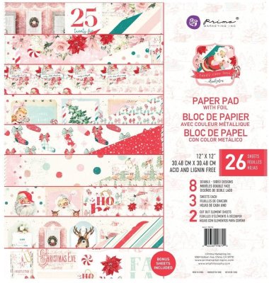 Prima Marketing 12”x12” Paper Pad - Candy Cane Lane (26 sheets)