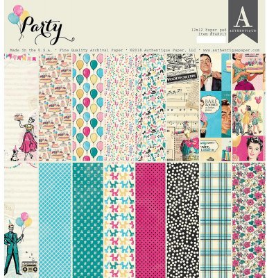 Authentique 12"x12" Cardstock Pad - Party (24 sheets)