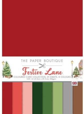 The Paper Boutique A4 Coloured Card Collection - Festive Lane (24 sheets)