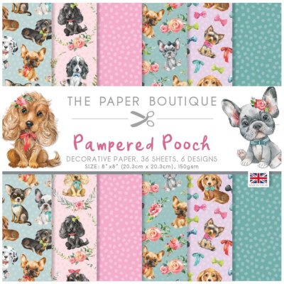 The Paper Boutique 8”x8” Decorative Papers - Pampered Pooch (36 sheets)