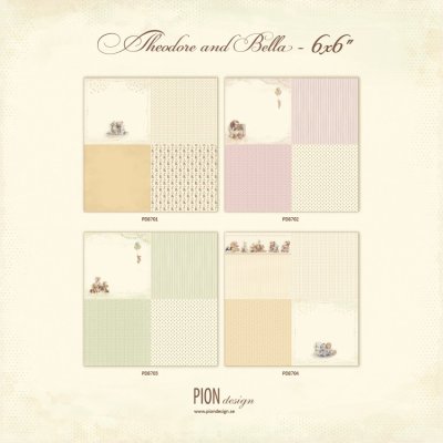 Pion Design 6"x6" Paper Collection - Theodore and Bella (all 4 of the 12”x12” sheets)