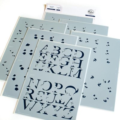 Pinkfresh Studio 6.25"x9.75" Stencils - Inna Alpha Layering (6 pack)