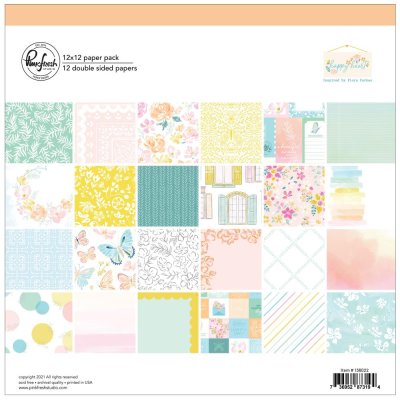 PinkFresh Studio Double-Sided Paper Pack 12"x12" - Happy Heart, 12 Designs/1 Each (12 sheets)
