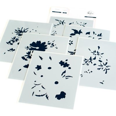 Pinkfresh Studio 4.25"x5.25" Stencils - Painted Daisies Layering (6 pack)