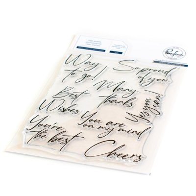 Pinkfresh Studio 4"x6" Clear Stamp Set - Modern Script Sentiments
